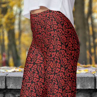 Trendy Red and Black Pattern Leggings