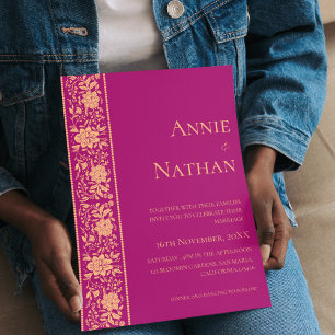 Trendy Red and Gold Design Hochzeit Einladung