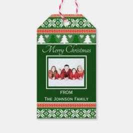 Trendy Red and Green Ugly Christmas Sweater Foto Geschenkanhänger