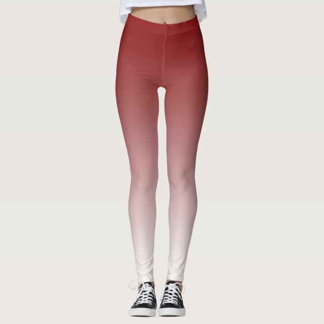Trendy Red and White Ombre Leggings (Vorderseite)