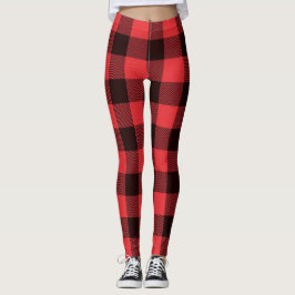 Trendy Red & Black Kariert Leggings