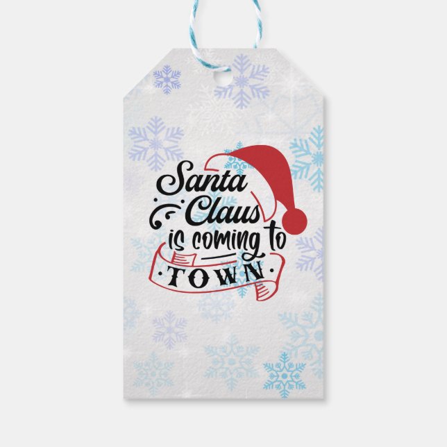 Trendy Red Black Text Santa Geschenkanhänger (Rückseite)