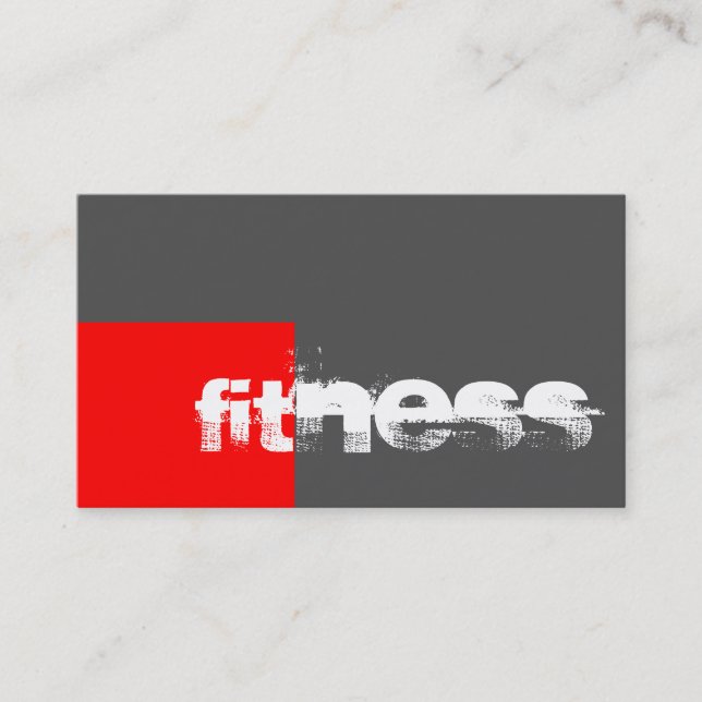 Trendy Red Gray Fitness Sport Business Card Visitenkarte (Vorderseite)