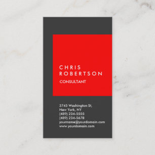 Trendy Red Gray Stripe Consultant Business Card Visitenkarte