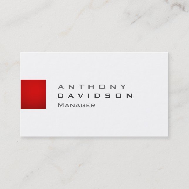 Trendy Red Gray White Contemporary Business Card Visitenkarte (Vorderseite)