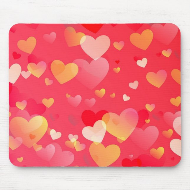 Trendy Red Heart Pattern Mousepad (Vorne)