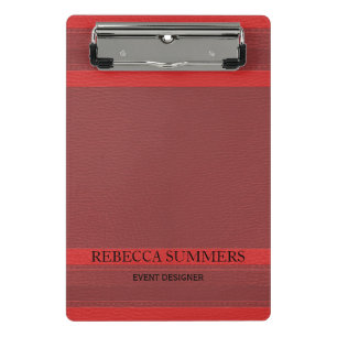 Trendy Red Leather Look Mini Klemmbrett