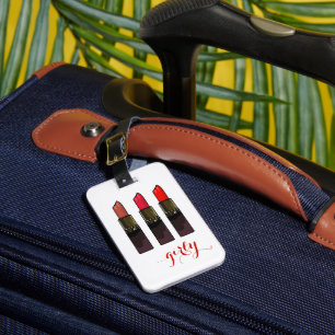 Trendy Red Lipstick Trio Girly Luggage Tag Gepäckanhänger