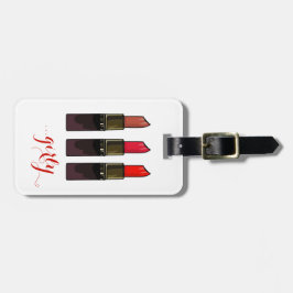 Trendy Red Lipstick Trio Girly Luggage Tag Gepäckanhänger