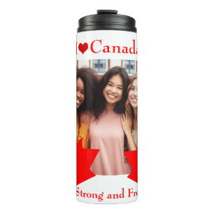 Trendy Red Maple Blätter I Liebe Canada Foto Thermosbecher