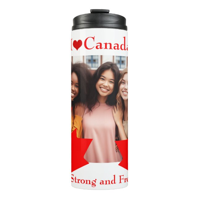 Trendy Red Maple Blätter I Liebe Canada Foto Thermosbecher (Vorderseite)