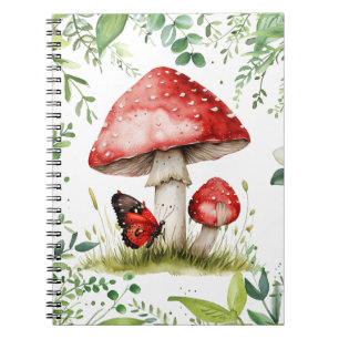 Trendy Red Mushroom mit Butterfly Notizblock