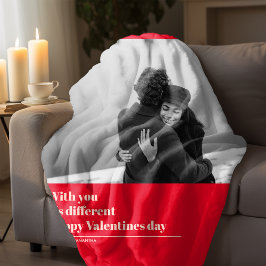 Trendy Red Quote und Foto | Valentines Gift Fleecedecke