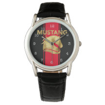 Trendy Red Racing Stripes Gold Mustang
