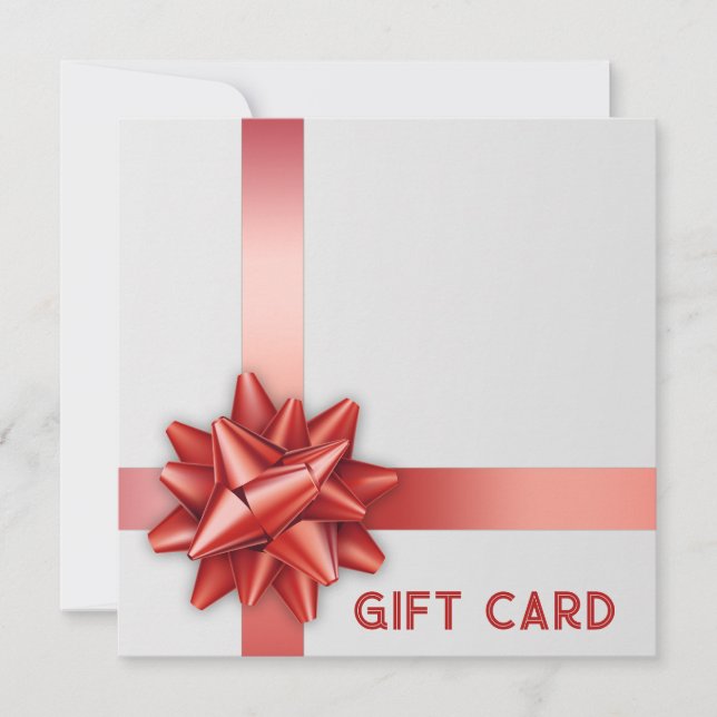 Trendy Red Satin Ribbon Gift Bow White Gift Card (Vorderseite)