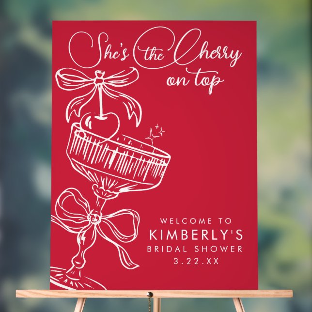 Trendy Red She's The Cherry On Top Bridal Shower Acrylschild (Neutral)
