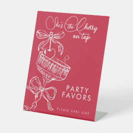 Trendy Red She's The Cherry On Top Bridal Shower Sockelschild