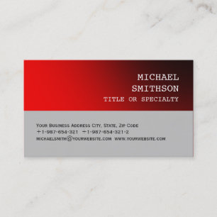 Trendy Red Silver Gray Consultant Business Card Visitenkarte