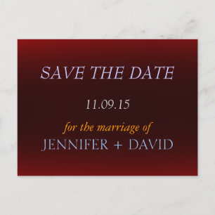 Trendy Red Stylish Save the Date Wedding Postcard Ankündigungspostkarte