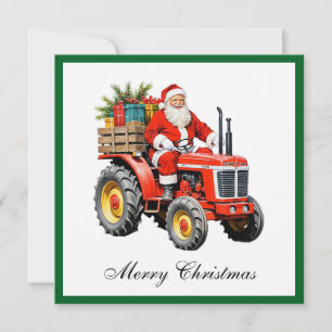 Trendy Red Tractor Funny Christmas Non-Foto Feiertagskarte