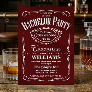 Trendy Red Typografy Bachelor Party Einladung
