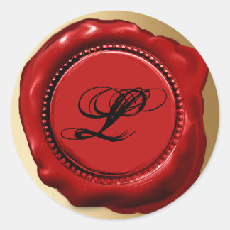 Trendy Red Wax Initial Letter Siegel Runder Aufkleber