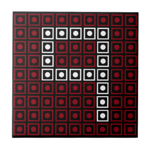 Trendy Red, White & Black 8-Bit LED Pixel Number 9 Fliese