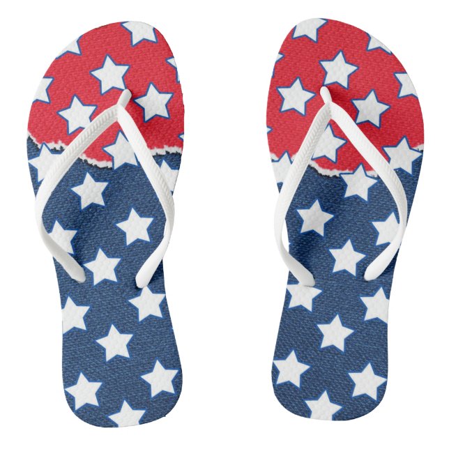 Trendy Red White & Blue Stars America Flag Muster Flip Flops (Fußbett)