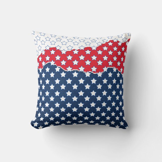 Trendy Red White & Blue Stars America Flag Muster Kissen (Vorderseite)