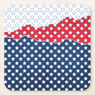 Trendy Red White & Blue Stars America Flag Muster Rechteckiger Pappuntersetzer