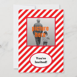 Trendy Red White Candy Geburtstagsparty Einladung