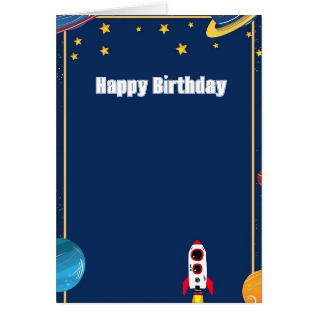 Trendy Red & White Rocket Grußkarte - Navy (Vorne)