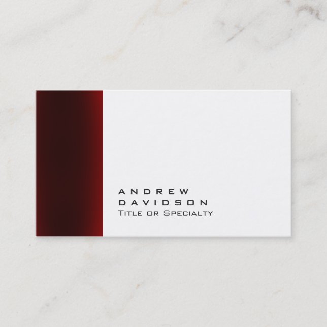 Trendy Red White Schlicht Stylish Business Card Visitenkarte (Vorderseite)