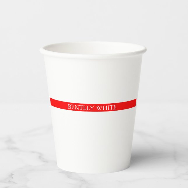 Trendy Red White Stilvoll Einfach Schlicht Ihren N Pappbecher (Vorderseite)