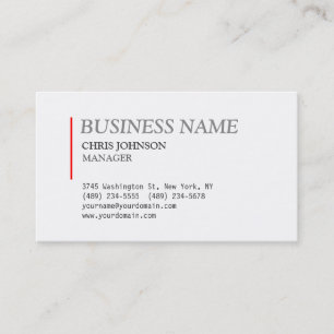 Trendy Red & White Stylish Manager Business Card Visitenkarte