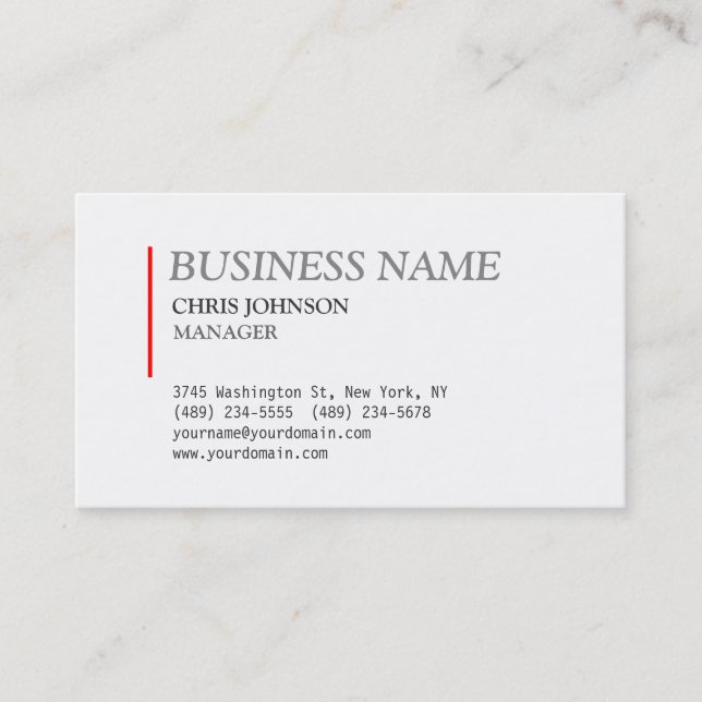 Trendy Red & White Stylish Manager Business Card Visitenkarte (Vorderseite)