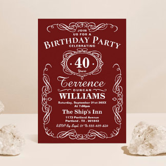 Trendy Red & White Typografy Geburtstagsparty Einladung