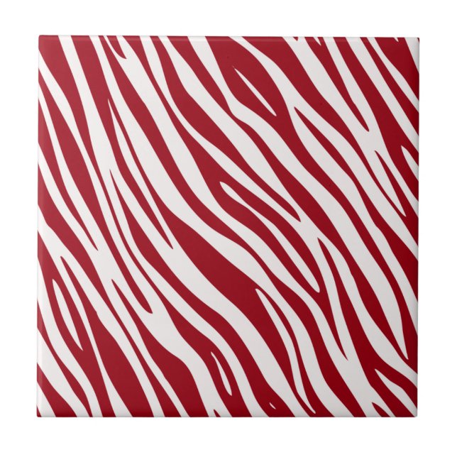 Trendy Red Zebra Animal Sripes Fliese (Vorderseite)