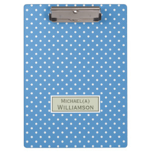 Trendy Regatta Blue White Polka Dot Custom Muster Klemmbrett