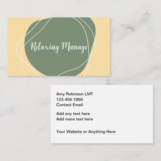 Trendy Relaxing Massage Business Cards Visitenkarte (Vorne/Hinten)