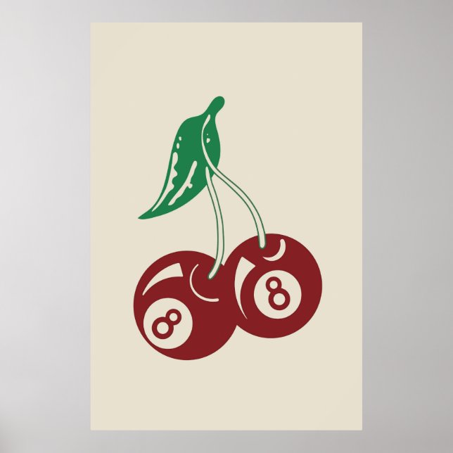 Trendy Retro 8 Ball Cherries Poster (Vorne)
