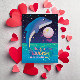 Trendy Retro 90er Dolphin Class Valentines Card Mitteilungskarte