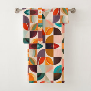 Trendy Retro Abstrakt Squares Collection Badhandtuch Set