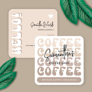 Trendy Retro Beiges Barista Kunsthandwerkliches Ka Quadratische Visitenkarte