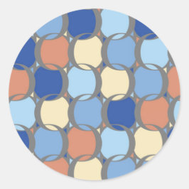 Trendy Retro Blue Orange und Gelb Circles Design Runder Aufkleber