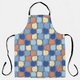 Trendy Retro Blue Orange und Gelb Circles Design Schürze