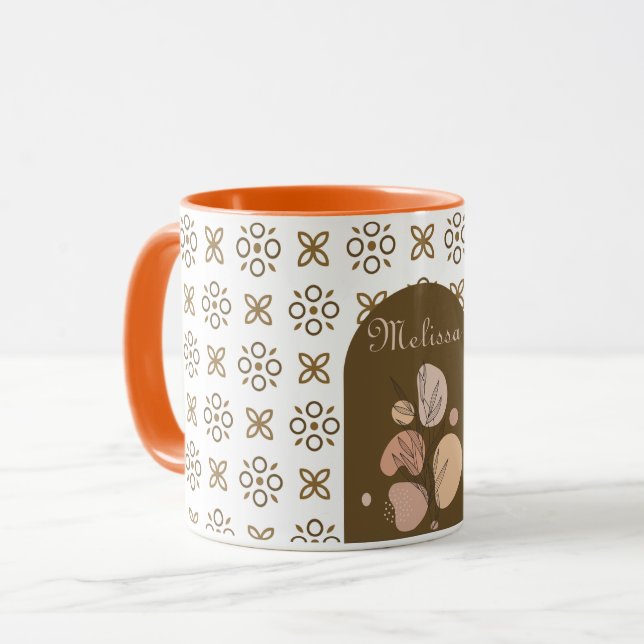 trendy Retro-Boho Stil bunt geometrisch Muster Tasse (Vorderseite Links)