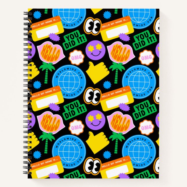 Trendy Retro Design Notebook Notizbuch (Vorderseite)