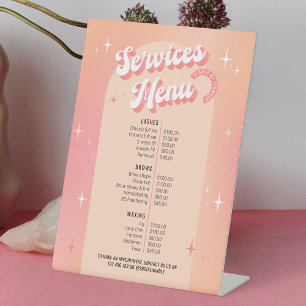 Trendy Retro Feminine Schönheitssalon Menü Sockelschild