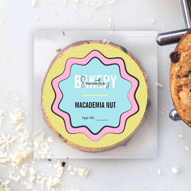 Trendy Retro Giro Catering Bäckerei Label Runder Aufkleber (Great to use as stickers for cookies, cupcakes, macarons and more)